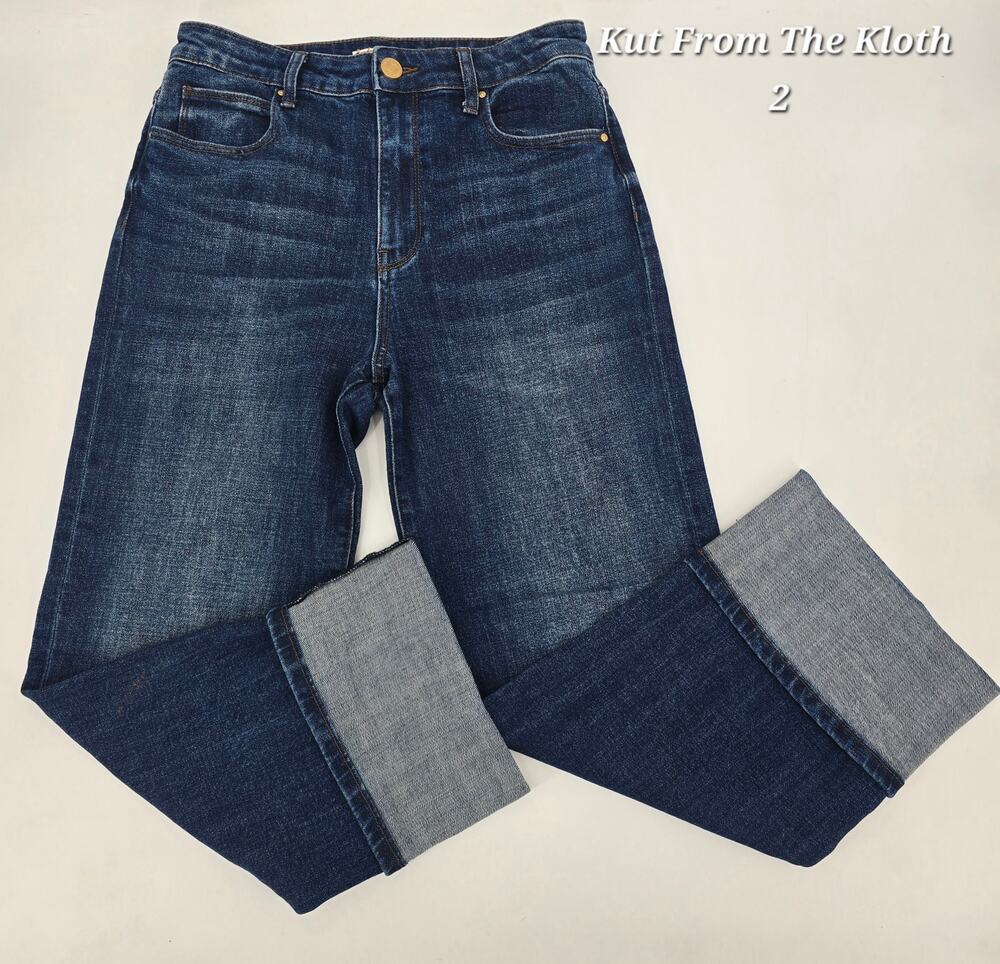 Kut From The Kloth Sienna‎ High Rise Wide Leg Roll-Up Jeans | Size 2